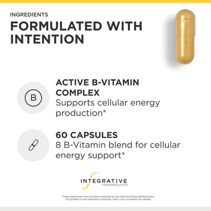 Close up view of the hypoallergenic vegetarian capsules of Integrative Therapeutics Active B Complex