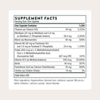 Thorne active B vitamin supplement nutritional facts panel with ingredient details