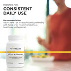 Authentic USA imported Integrative Therapeutics B complex dietary supplement bottle sitting on a clean surface