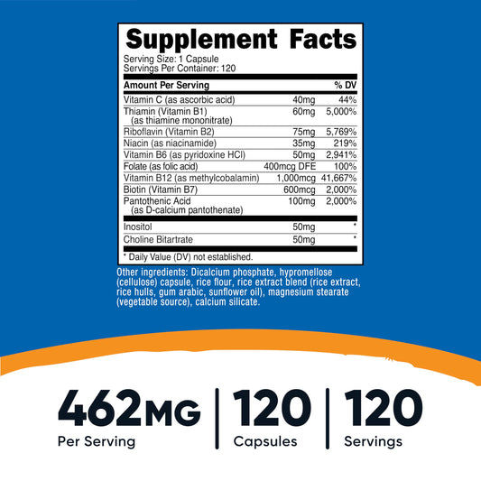 Nutricost Vitamin B Complex 462 milligrams supplement facts label