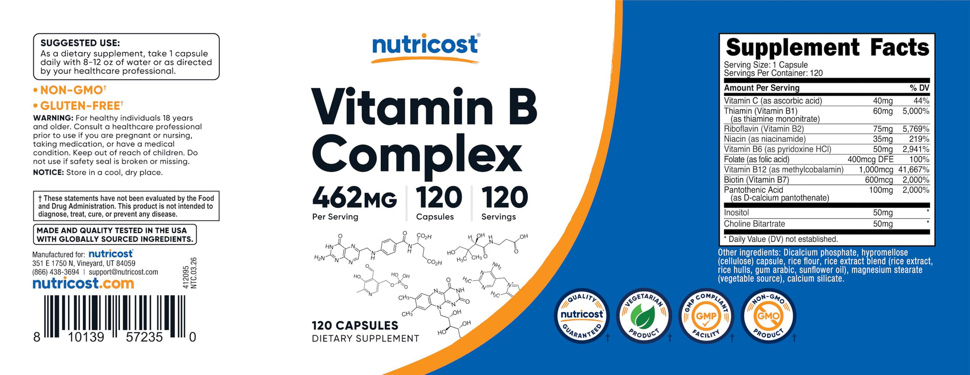 Nutricost high potency daily energy supplement bottle in hand