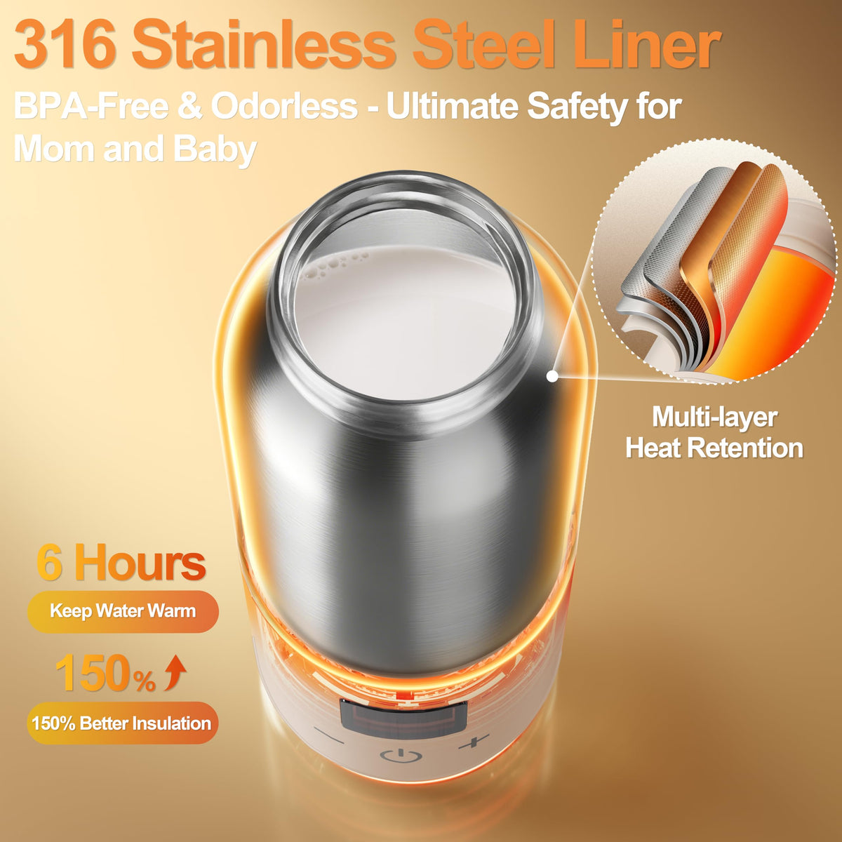 Veroline cordless bottle warmer charging port view