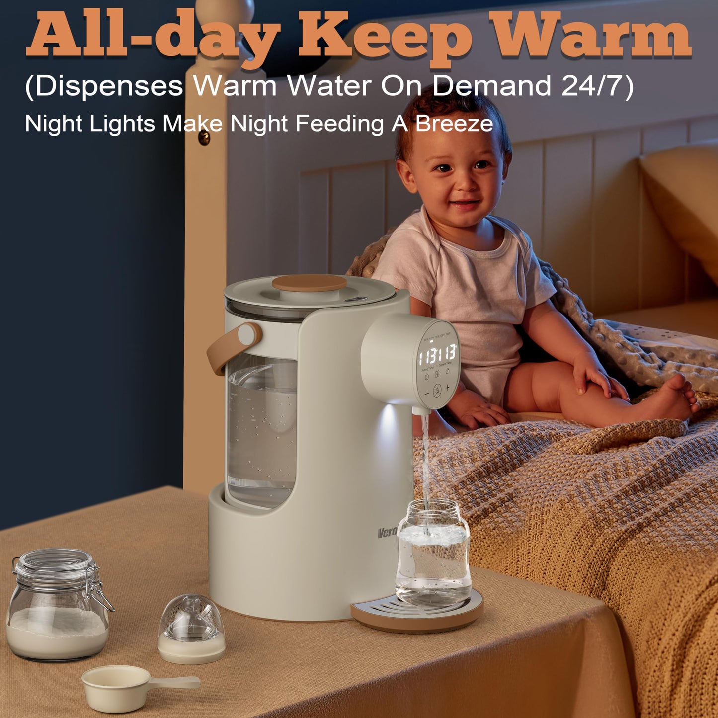 Veroline baby formula dispenser with glass tank