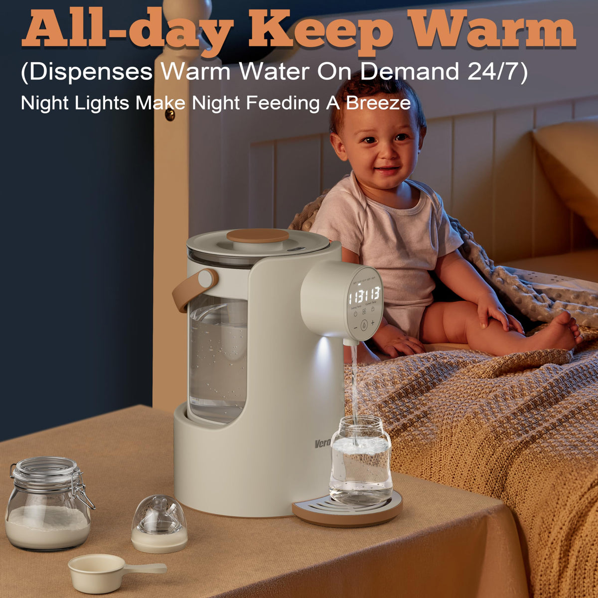Veroline baby formula dispenser with glass tank