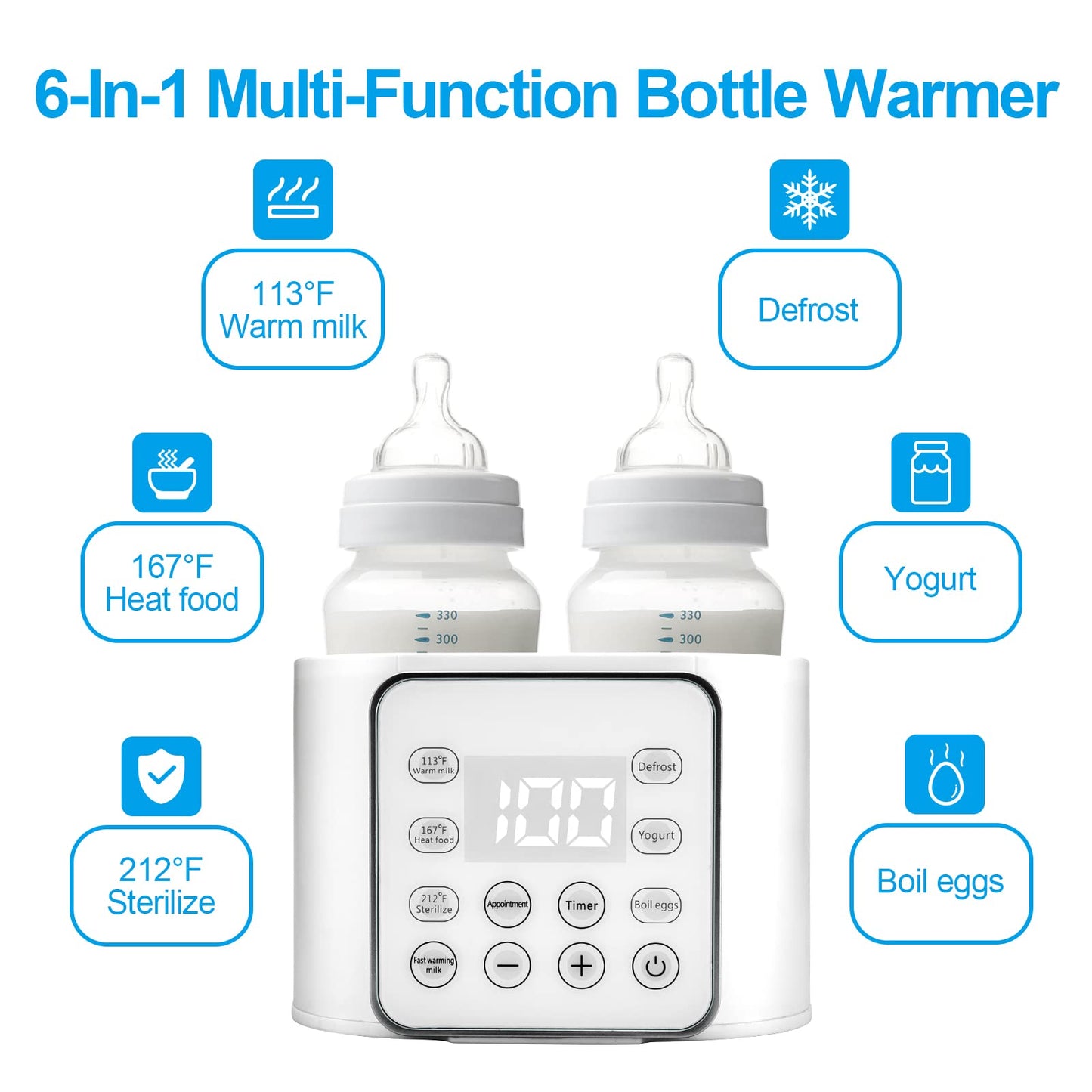 Winged Whale dual bottle warmer heating two milk bottles simultaneously