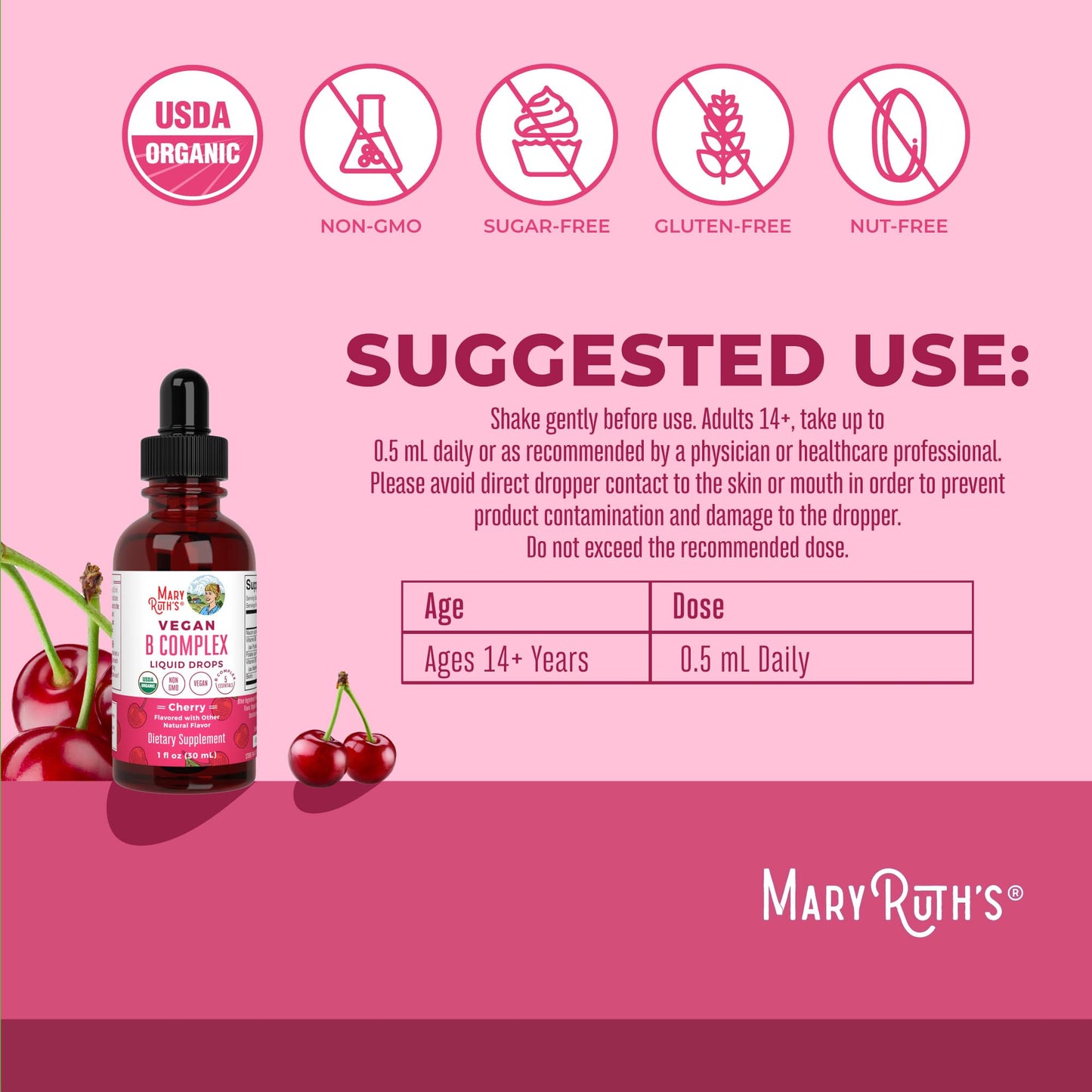 MaryRuth's vitamin B complex organic liquid drops with biotin and folate