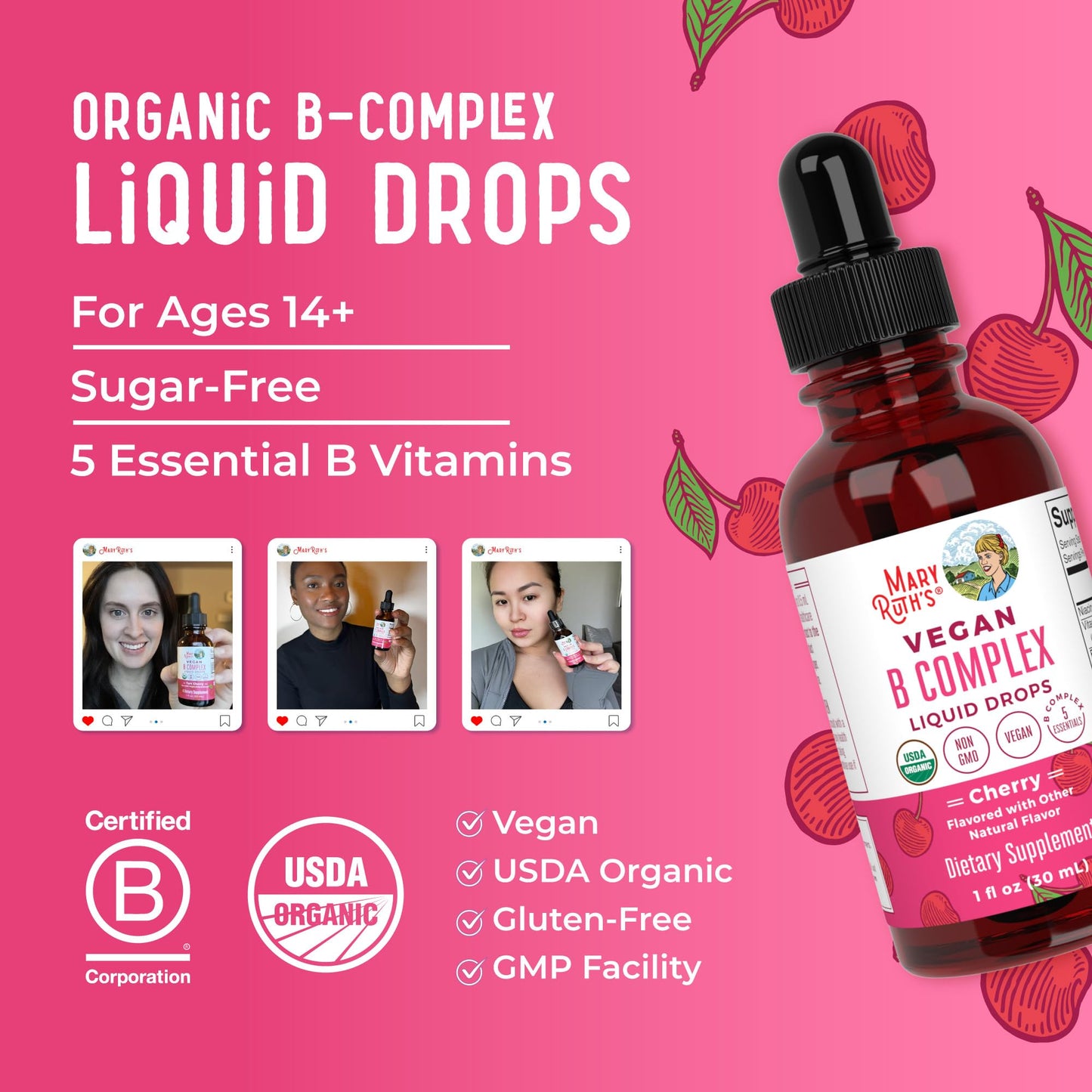 MaryRuth Organics vegan certified allergen free vitamin B liquid drops