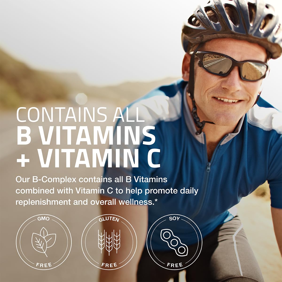 Side view of Bronson Vitamin B Complex showing the 250 vegetarian capsules count label