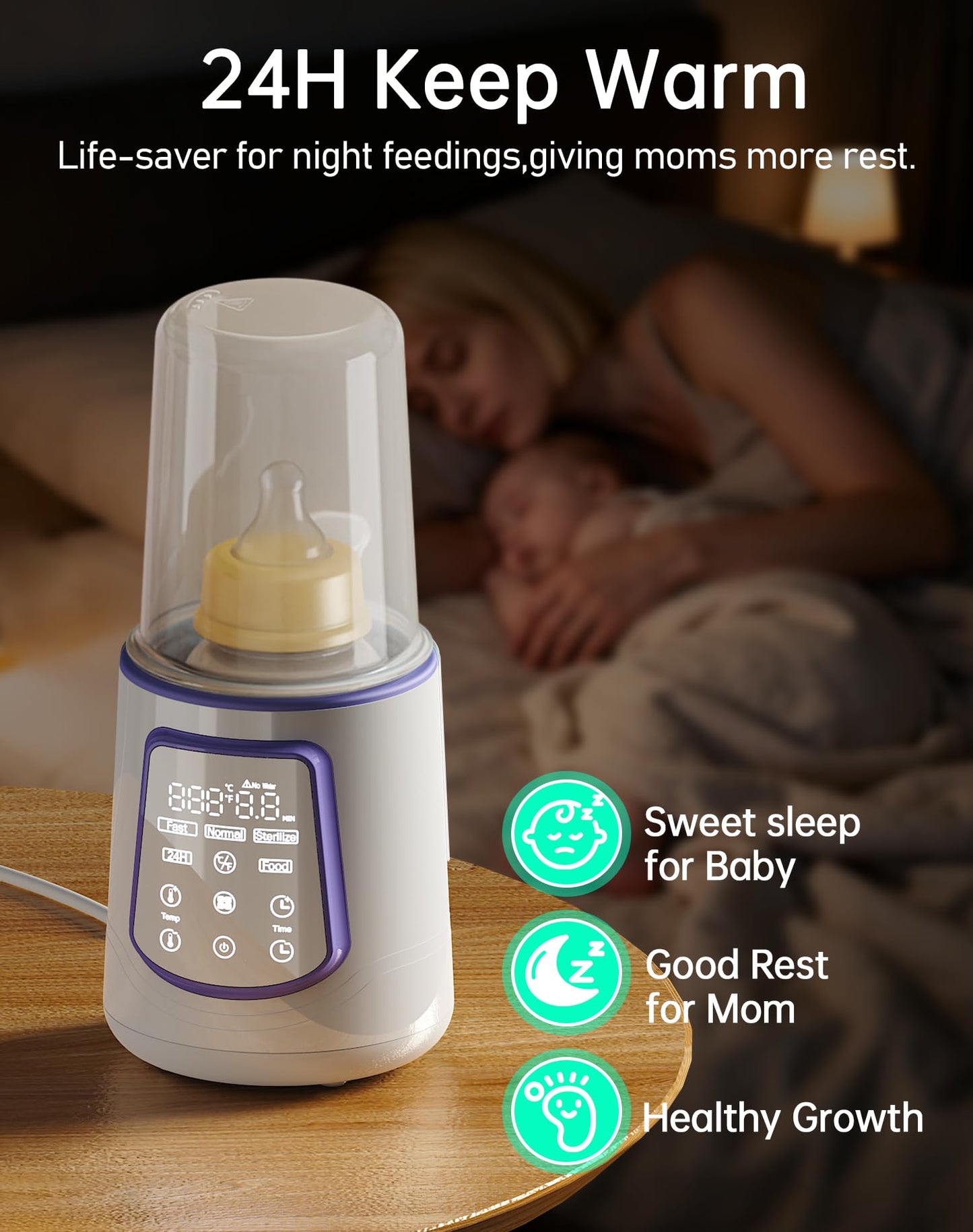 Kumikimi bottle warmer LED touch screen interface close up