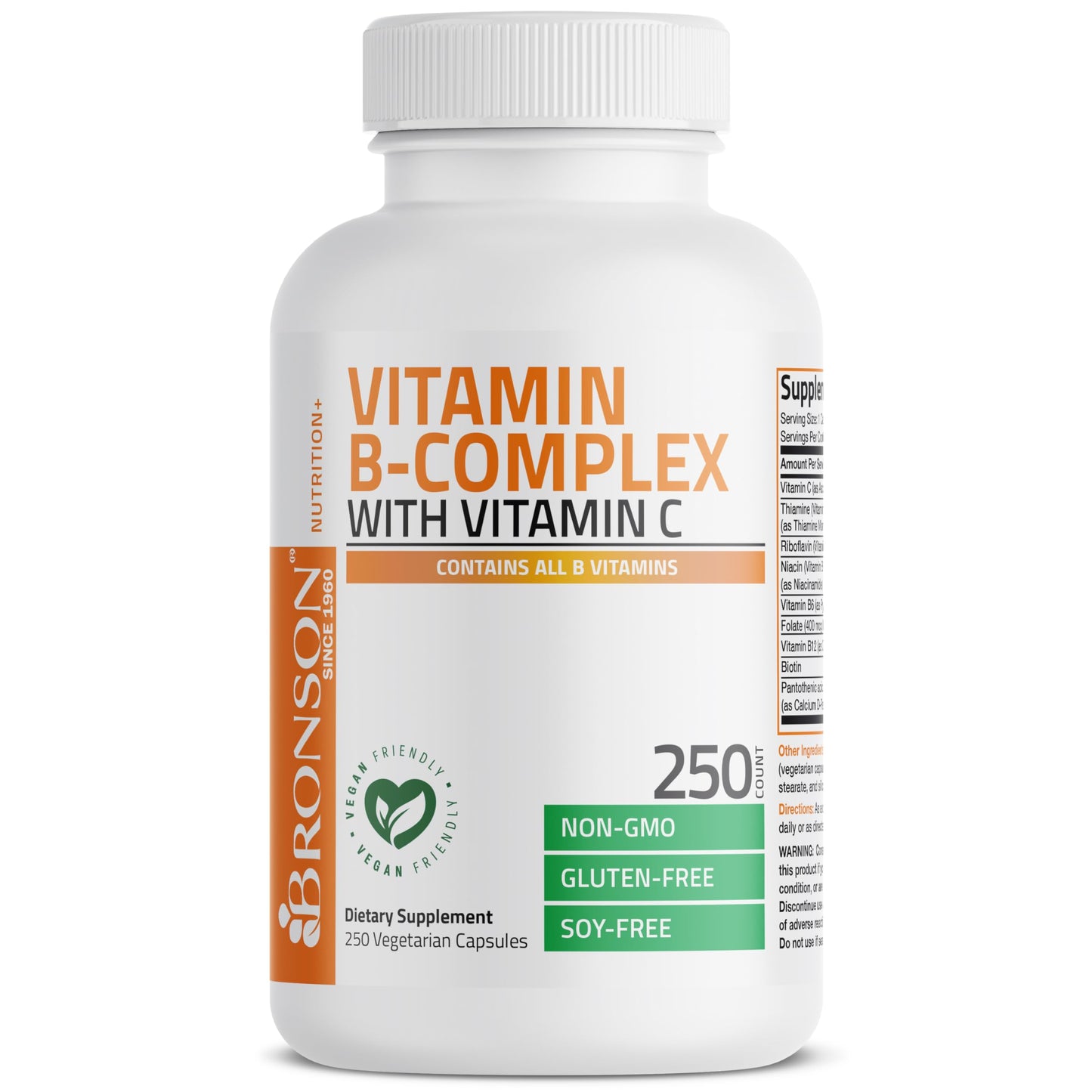 Authentic USA imported Bronson Vitamin B Complex with Vitamin C packaging features and safety seal
