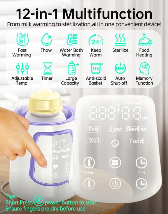 Kumikimi bottle warmer showing various function settings