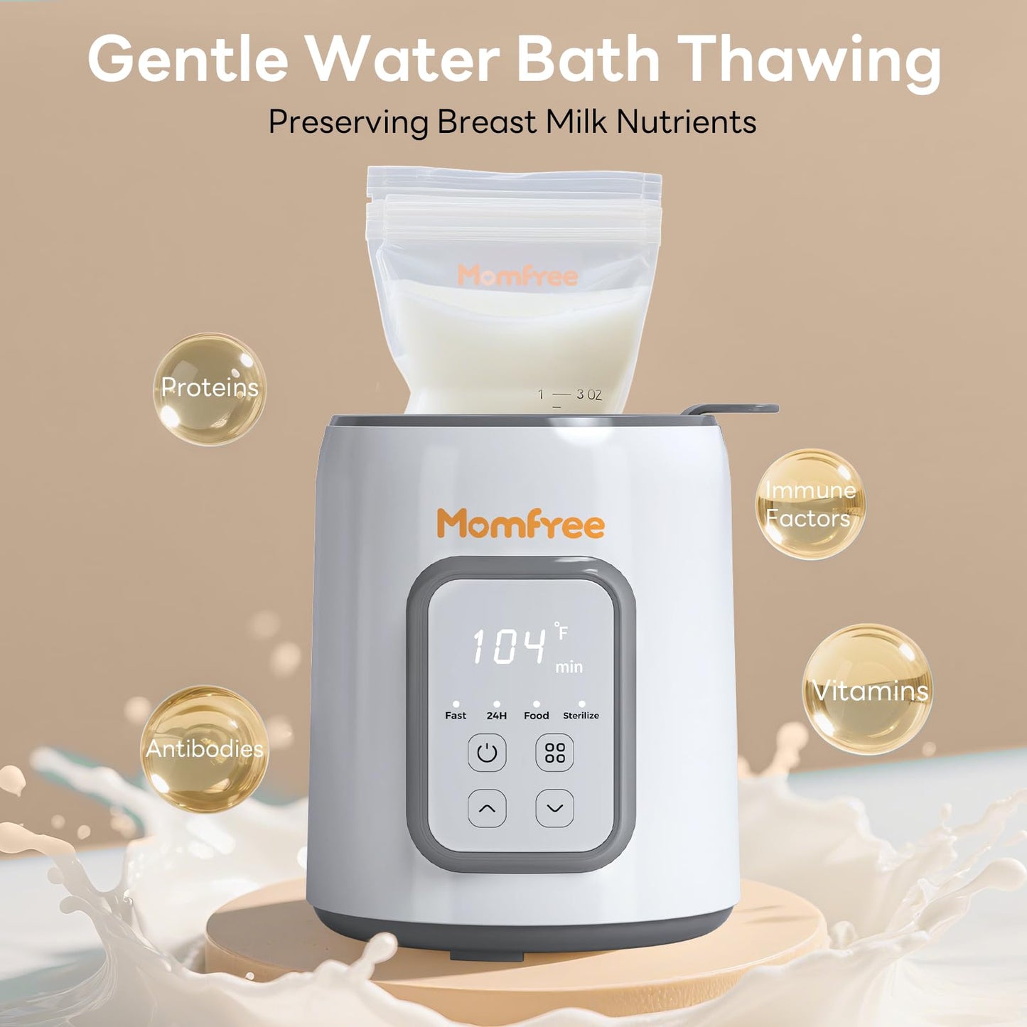 Momfree bottle warmer side profile showing compact design
