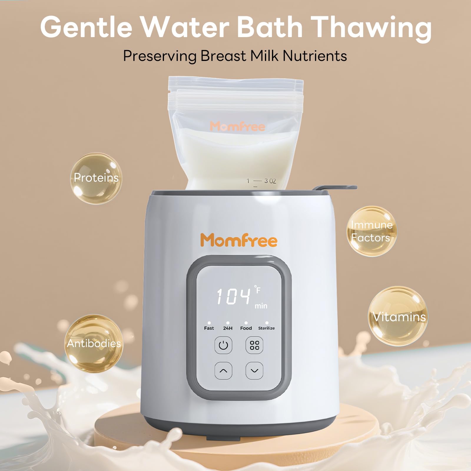 Momfree bottle warmer side profile showing compact design