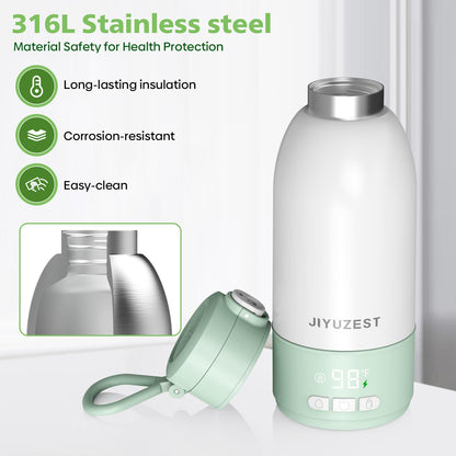 Jiyuzest cordless milk warmer being used in a car