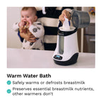 Side view of Baby Brezza smart warmer with milk storage bag
