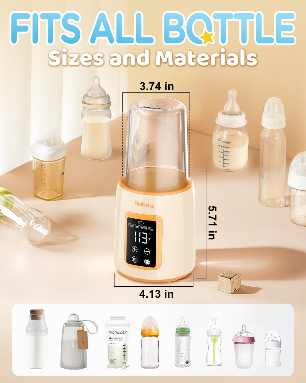 Authentic Toolastra bottle warmer with milk bottle in nursery setting