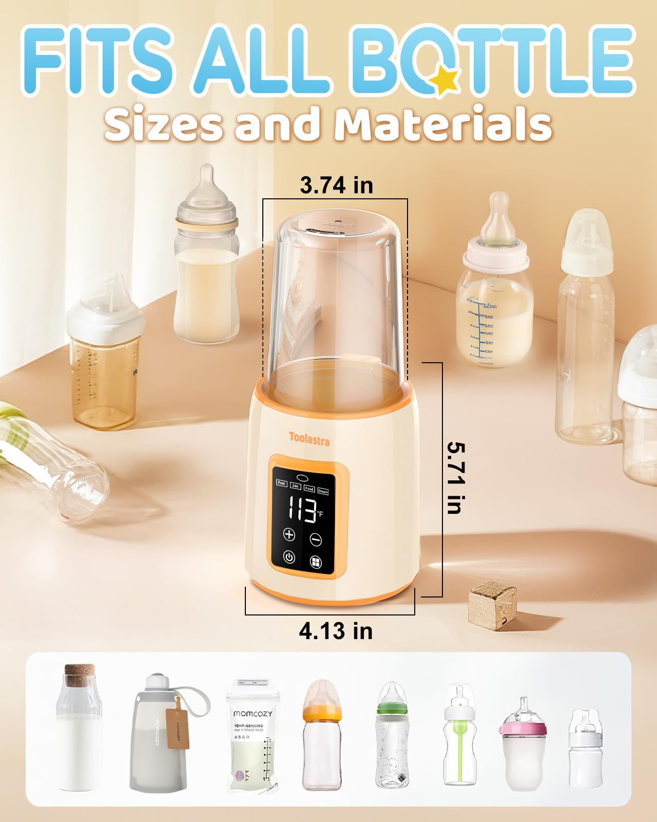 Authentic Toolastra bottle warmer with milk bottle in nursery setting