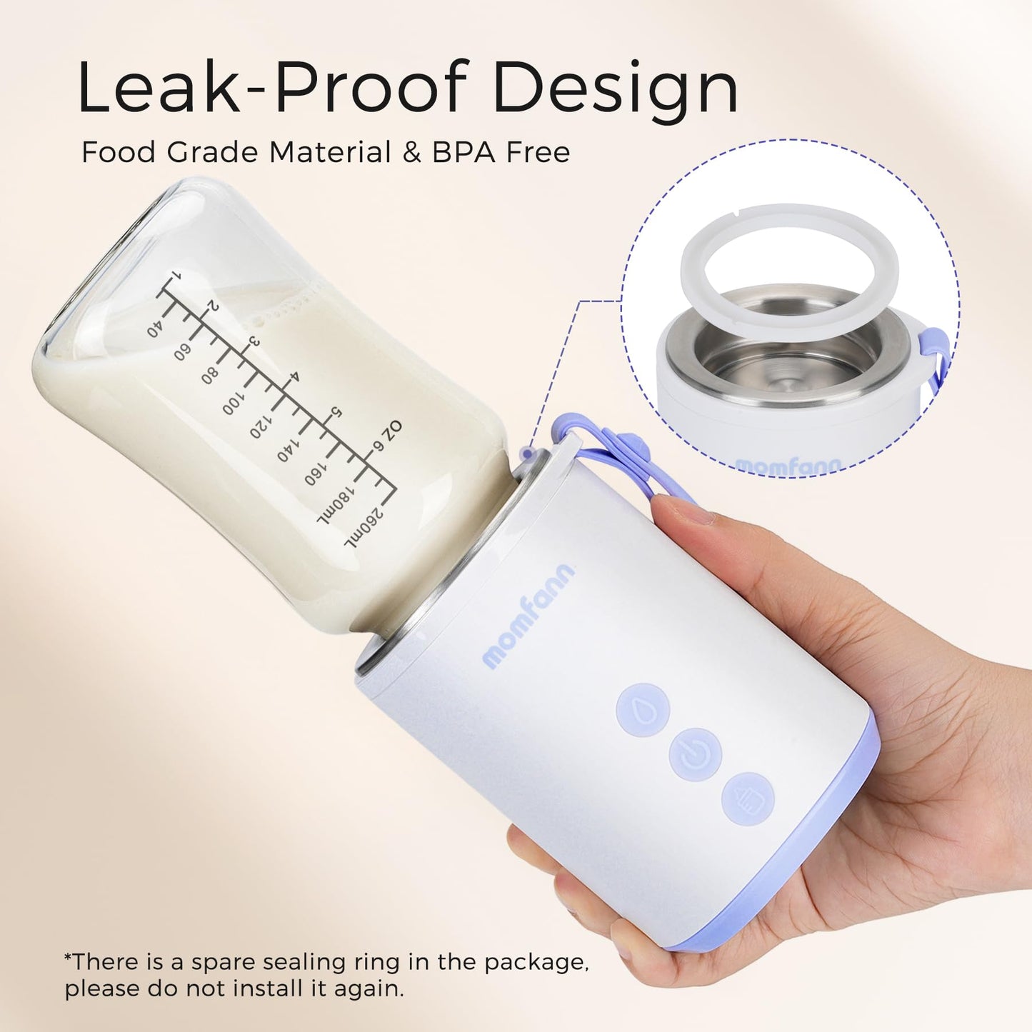 Momfann baby bottle heater charging via USB-C