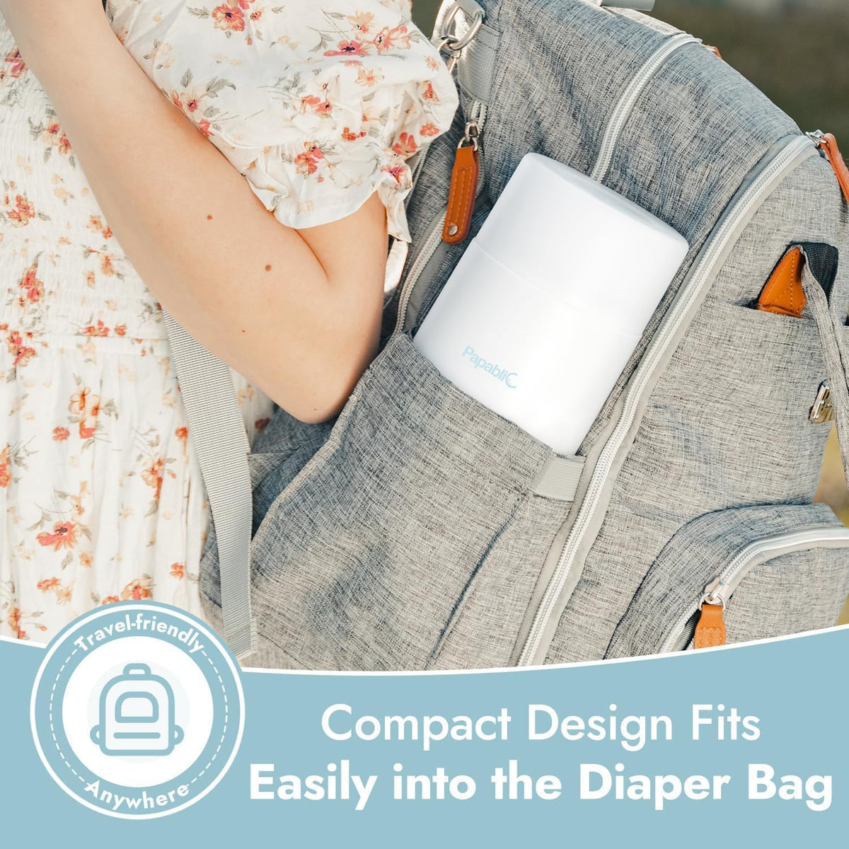 Using Papablic travel warmer to heat baby bottle