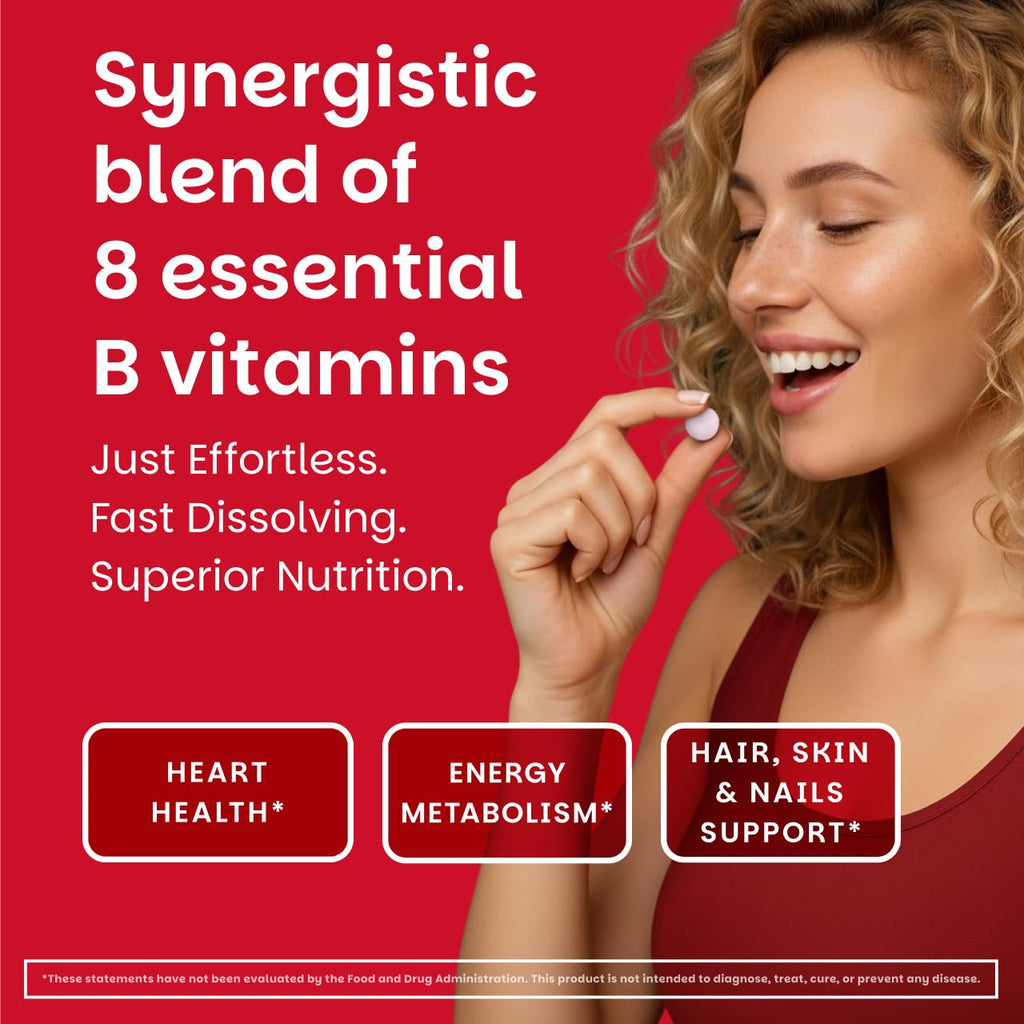 EZ Melts fast melting vitamin B complex strawberry tablets nutritional label