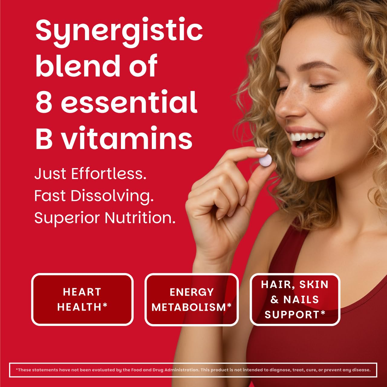 EZ Melts fast melting vitamin B complex strawberry tablets nutritional label