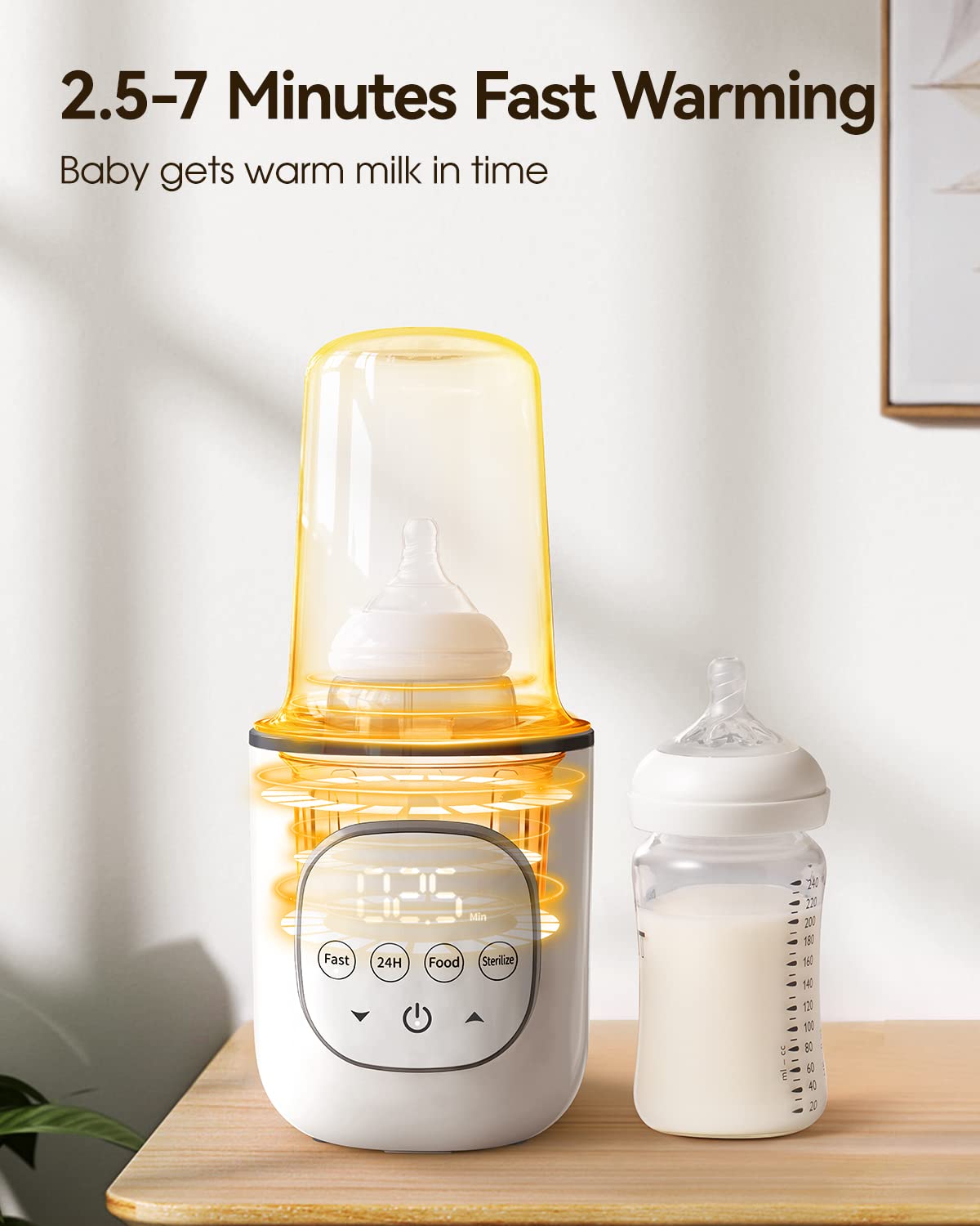 Close up of digital control panel on Larex bottle warmer