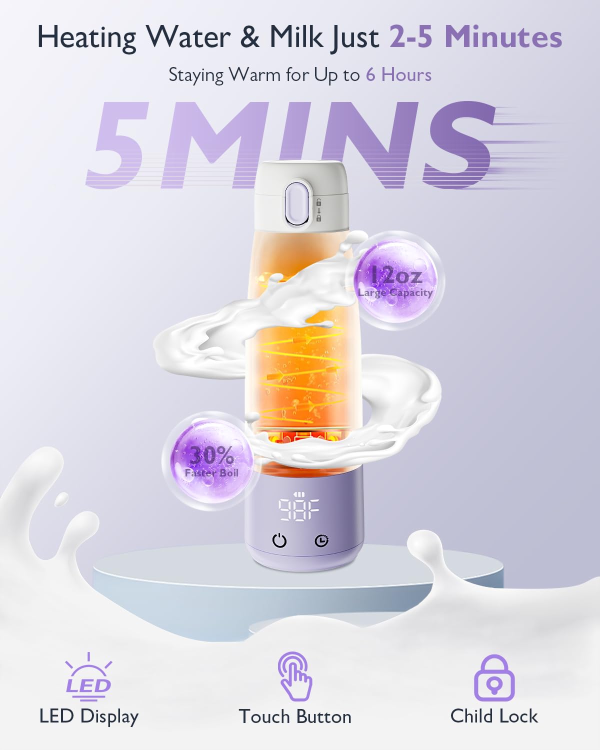 Momfree cordless milk warmer showing stainless steel interior