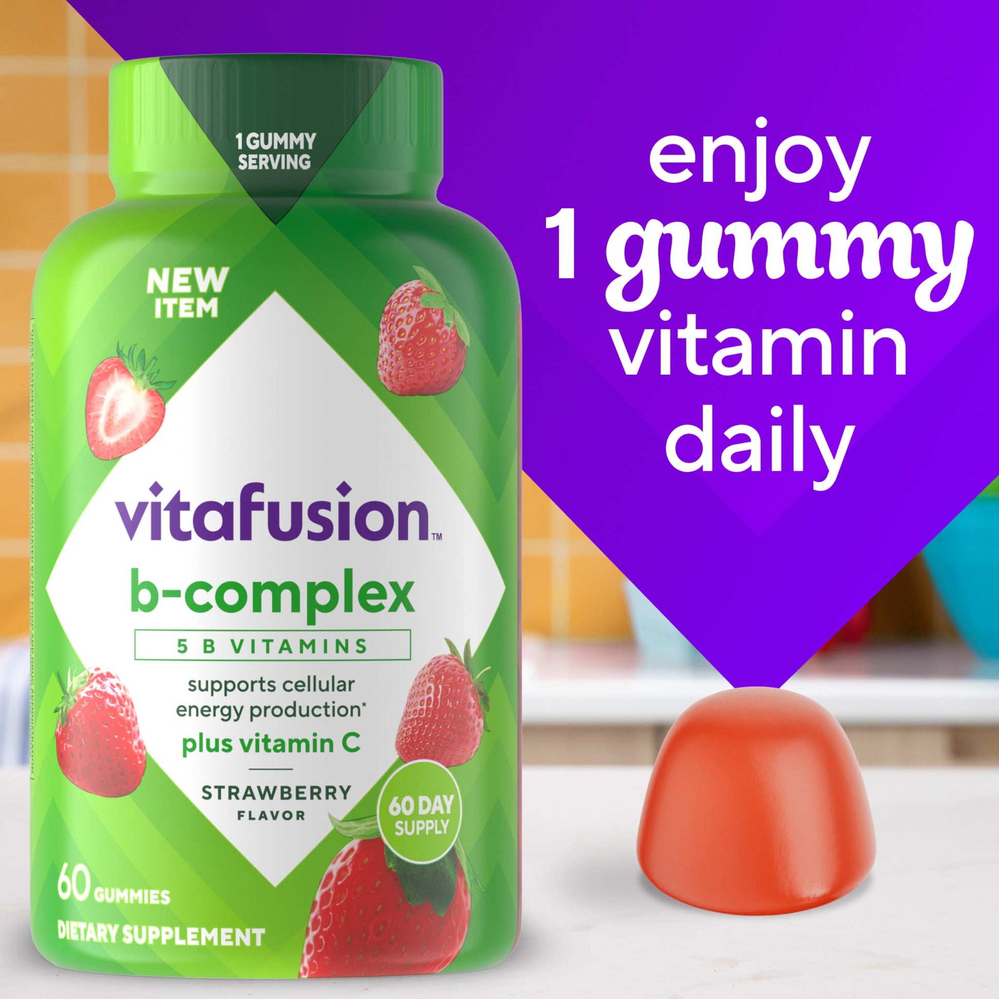 Authentic American vitamin B complex gummies for adult energy metabolism