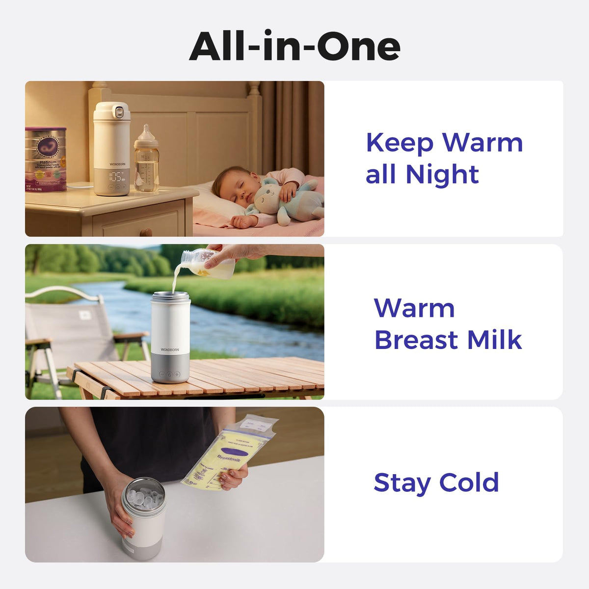 Wondborn travel bottle warmer showing digital display