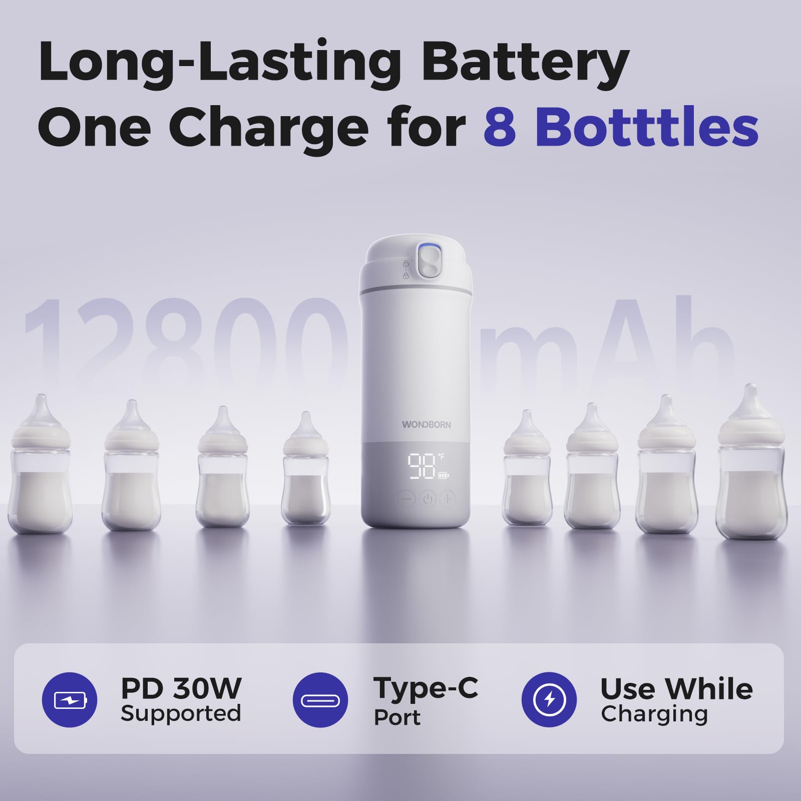 Wondborn bottle warmer showing USB charging capability