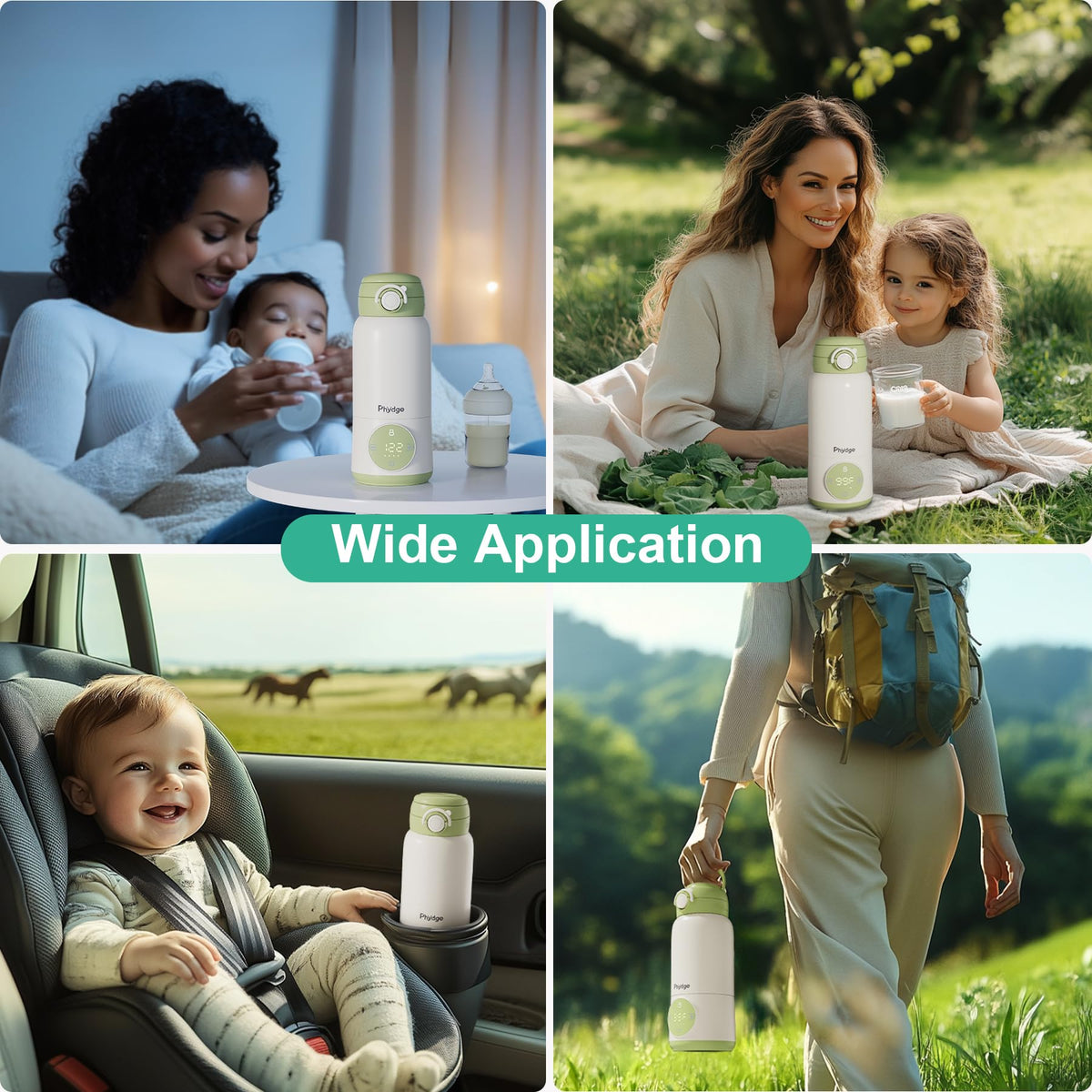 Side profile of Phydge travel warmer for baby formula
