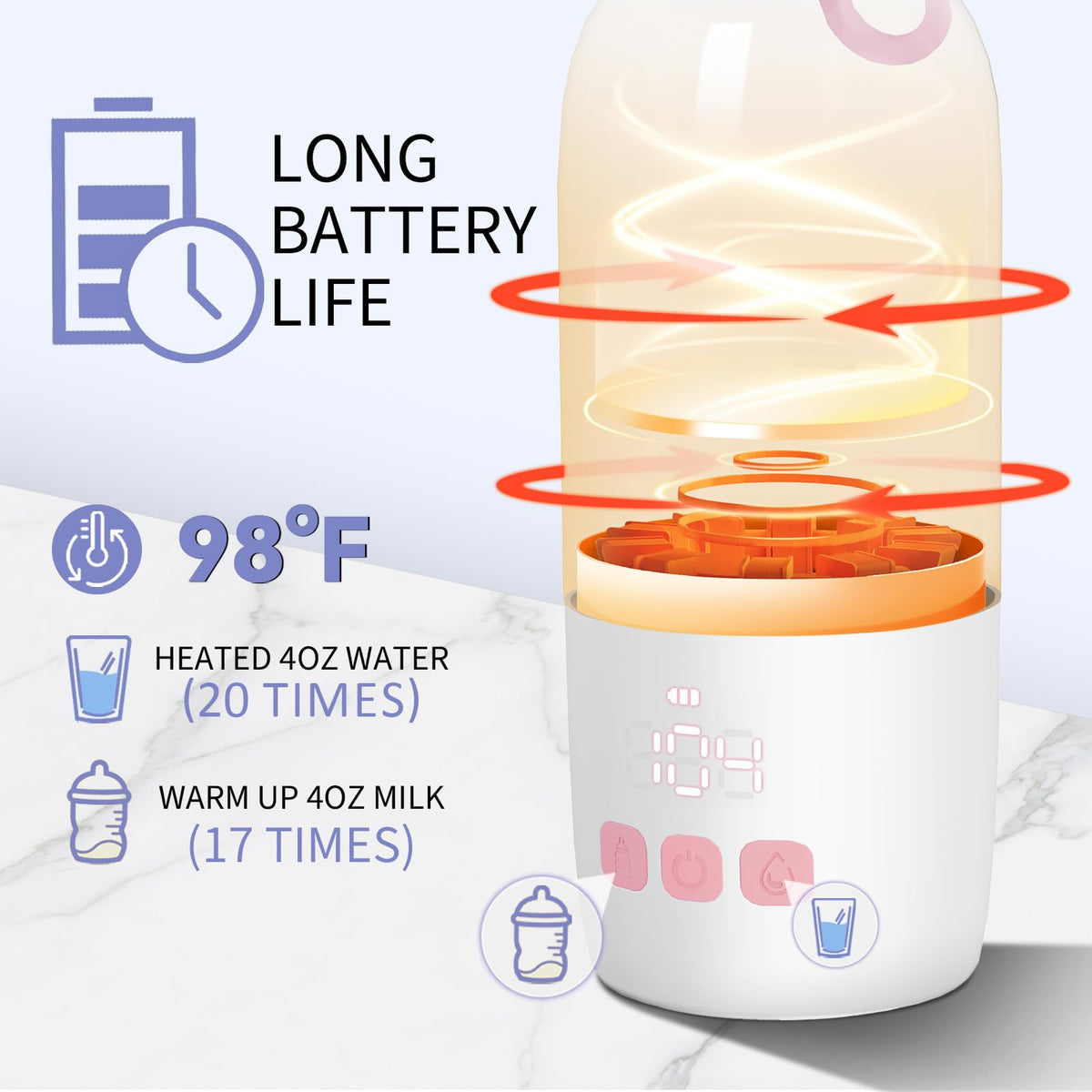 Side profile of Umakep 12 fluid ounce bottle warmer