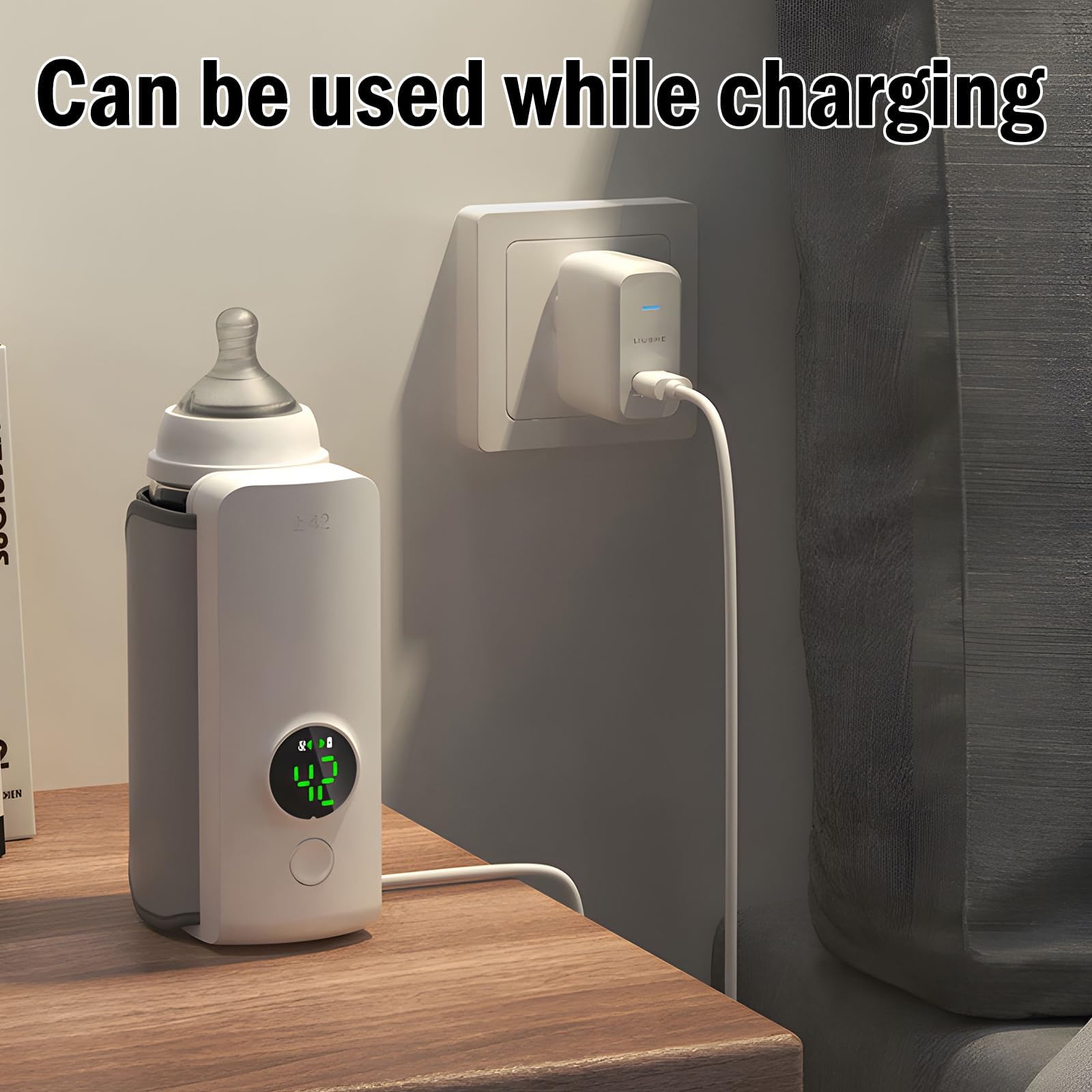 Krisha travel bottle warmer demonstrating cordless design
