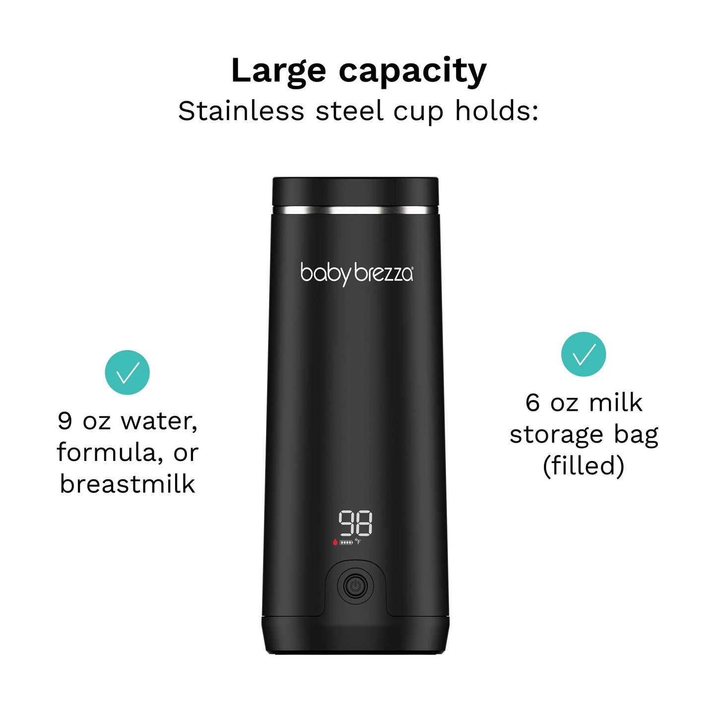 Top view of Baby Brezza portable warmer with pour spout