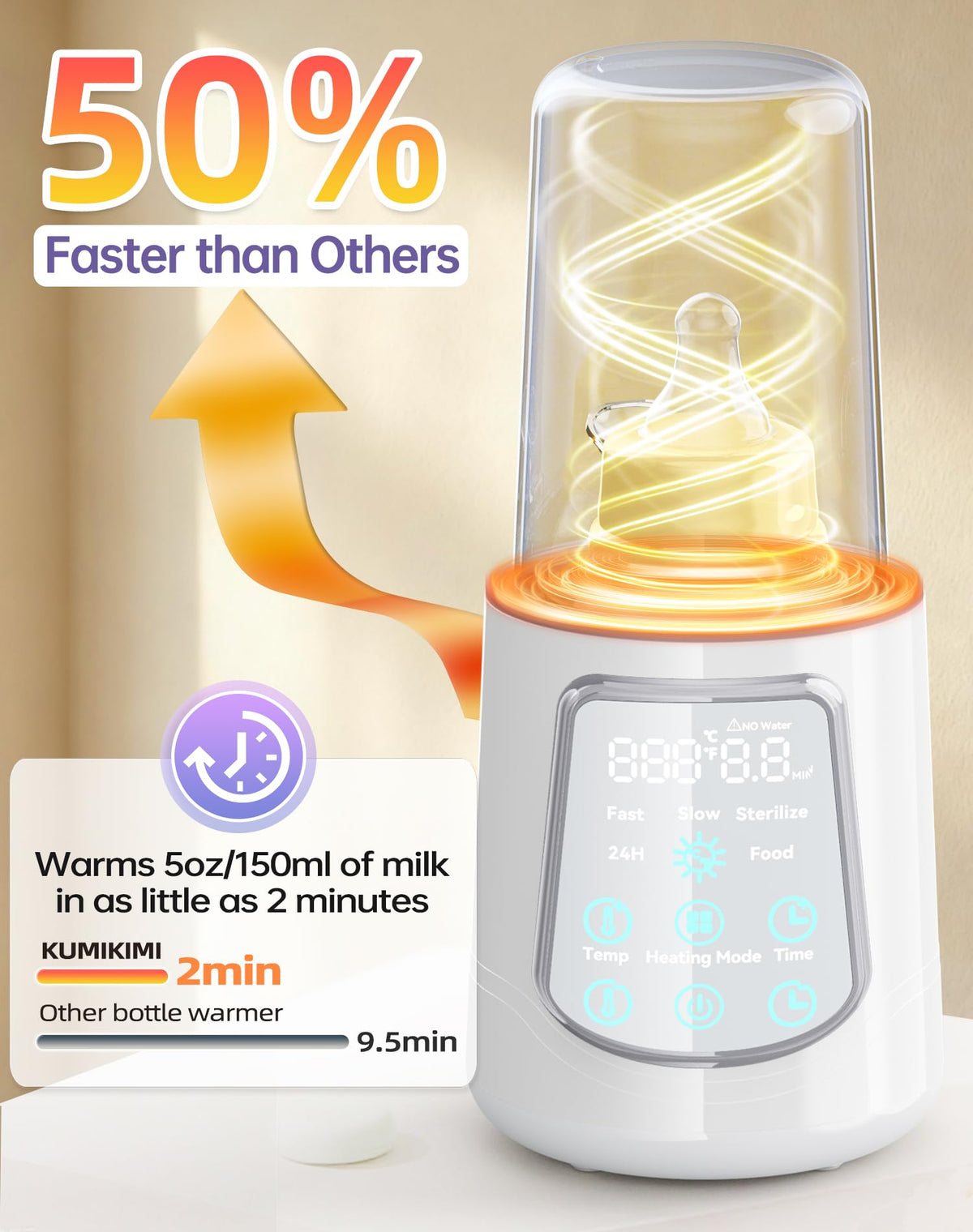 Side profile of Kumikimi 12-in-1 bottle warmer and sterilizer