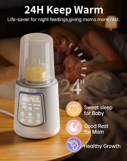 Digital LED interface of Kumikimi milk warmer in night mode