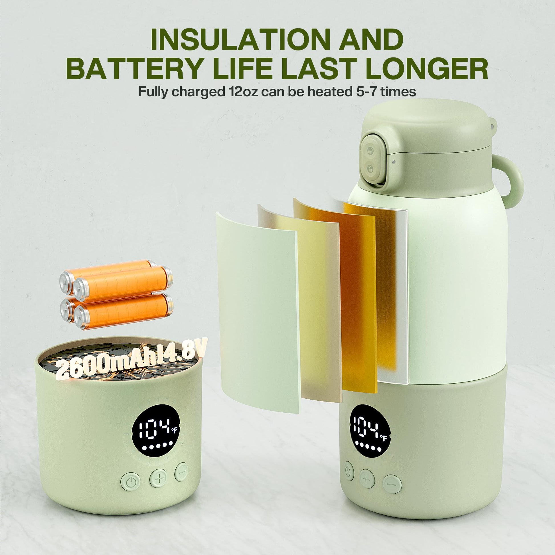 Side profile of portable rechargeable milk heater for travel