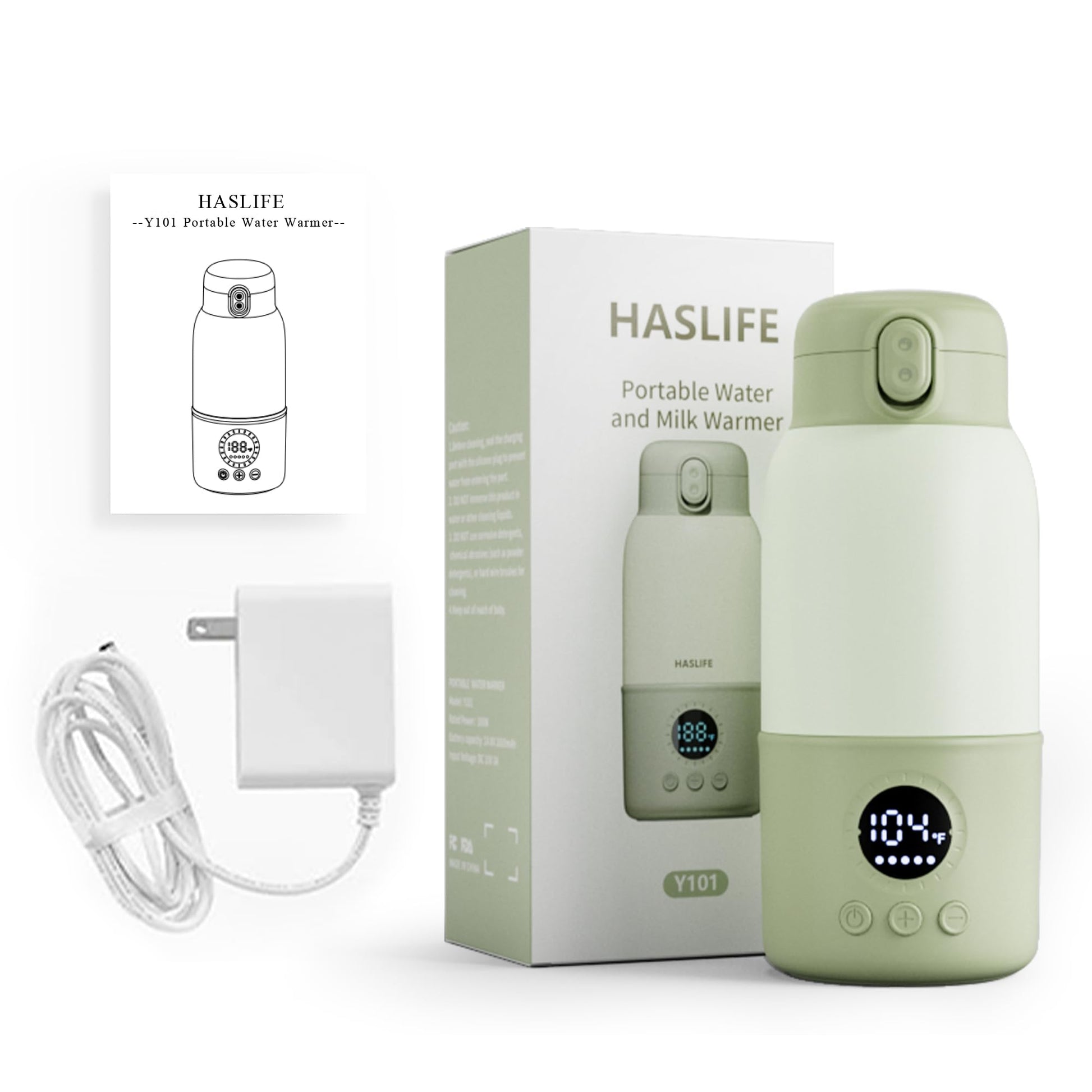 Haslife baby bottle warmer packed in a diaper bag
