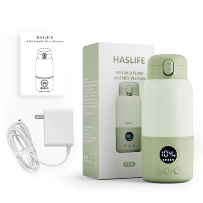 Haslife baby bottle warmer packed in a diaper bag