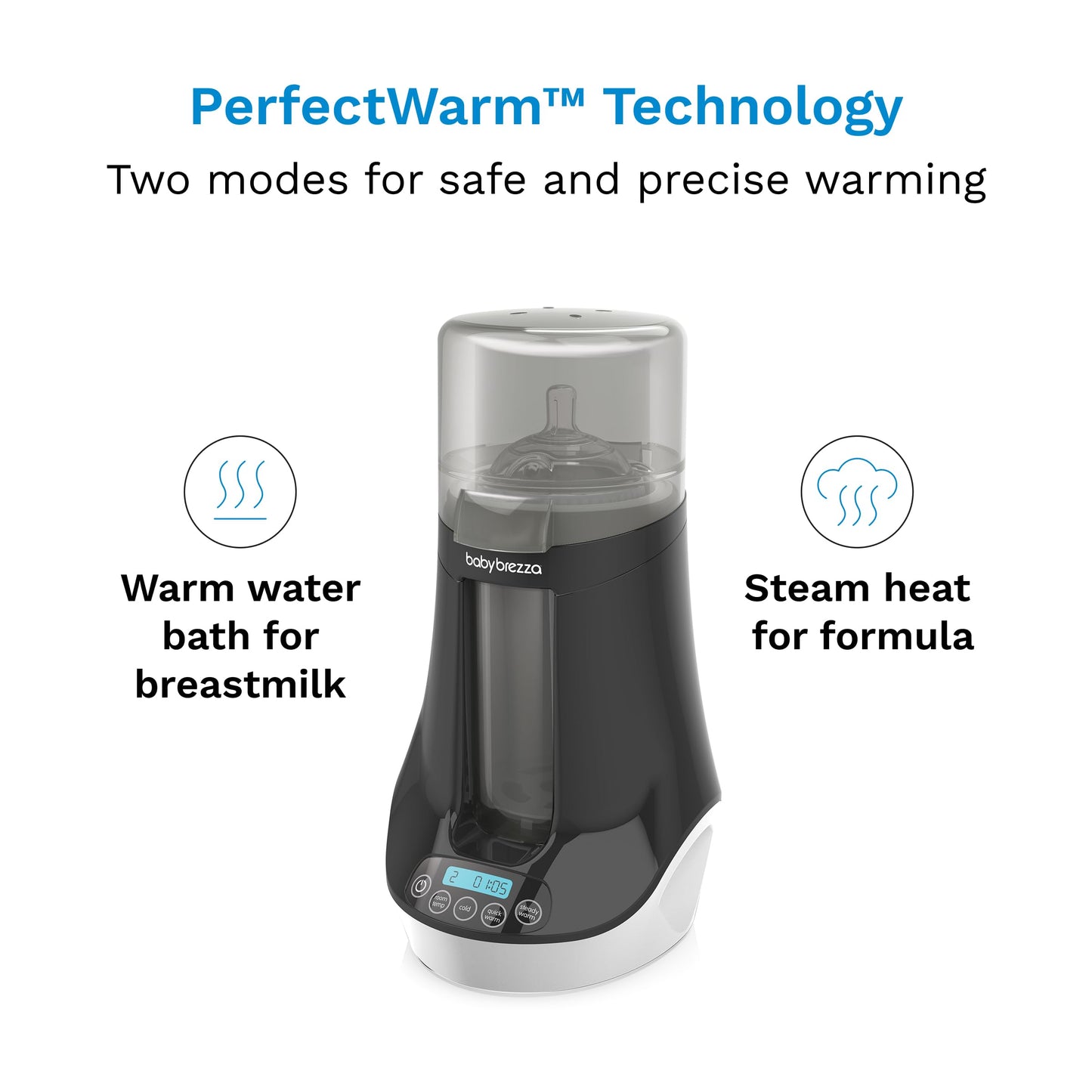 Side view of Baby Brezza Fast Warmer showing compact design