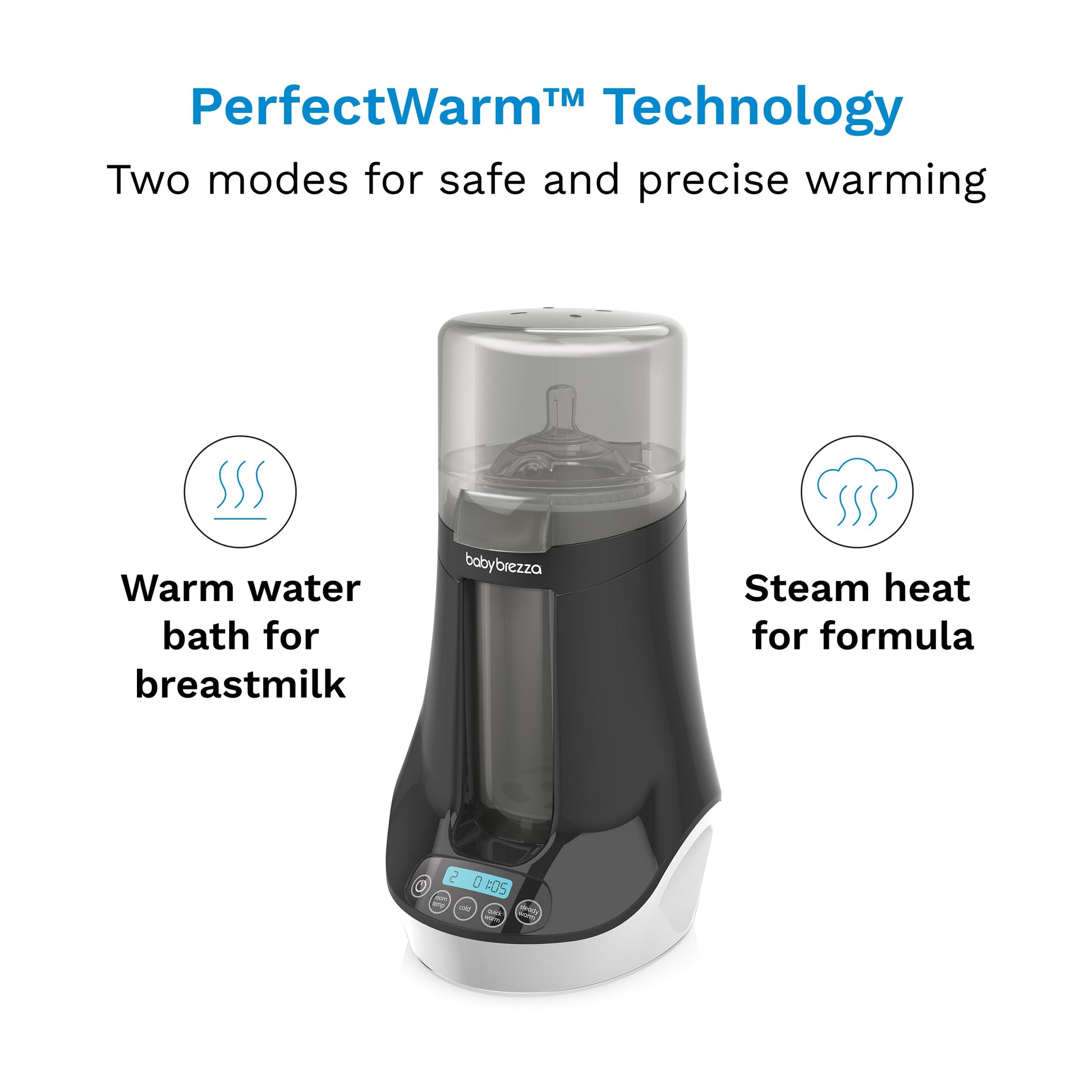 Side view of Baby Brezza Fast Warmer showing compact design
