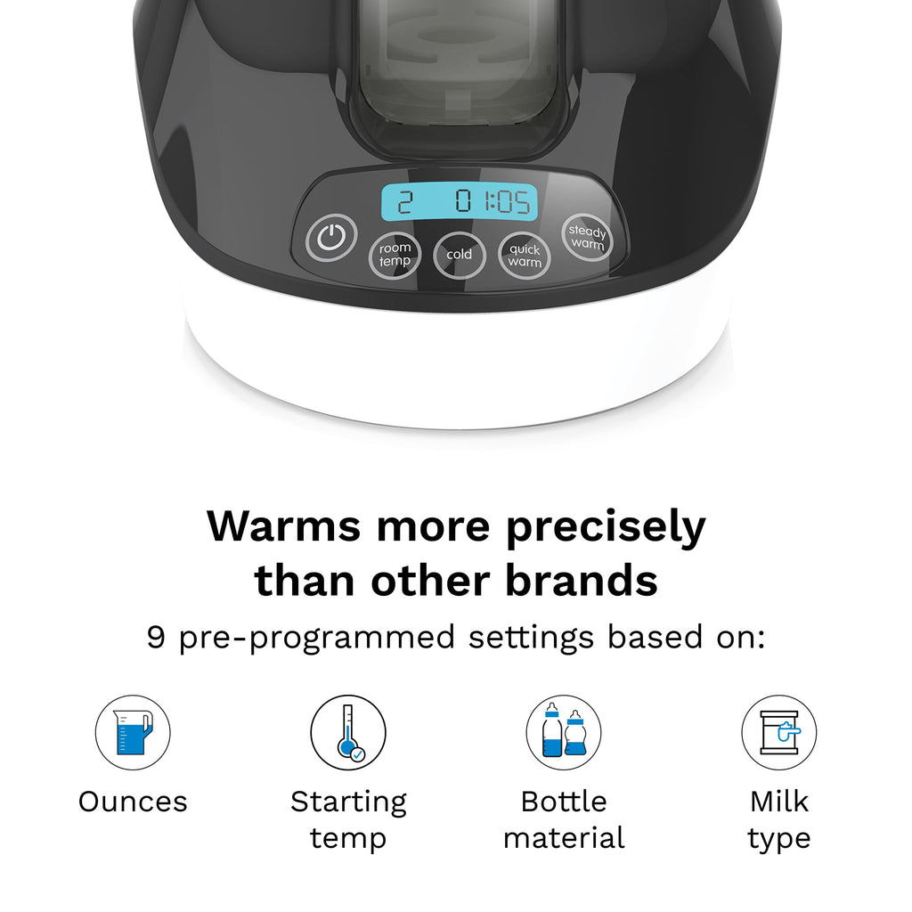 Baby Brezza unit with a milk storage bag inside
