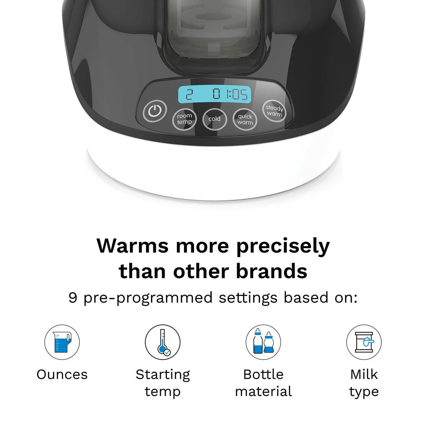 Baby Brezza unit with a milk storage bag inside