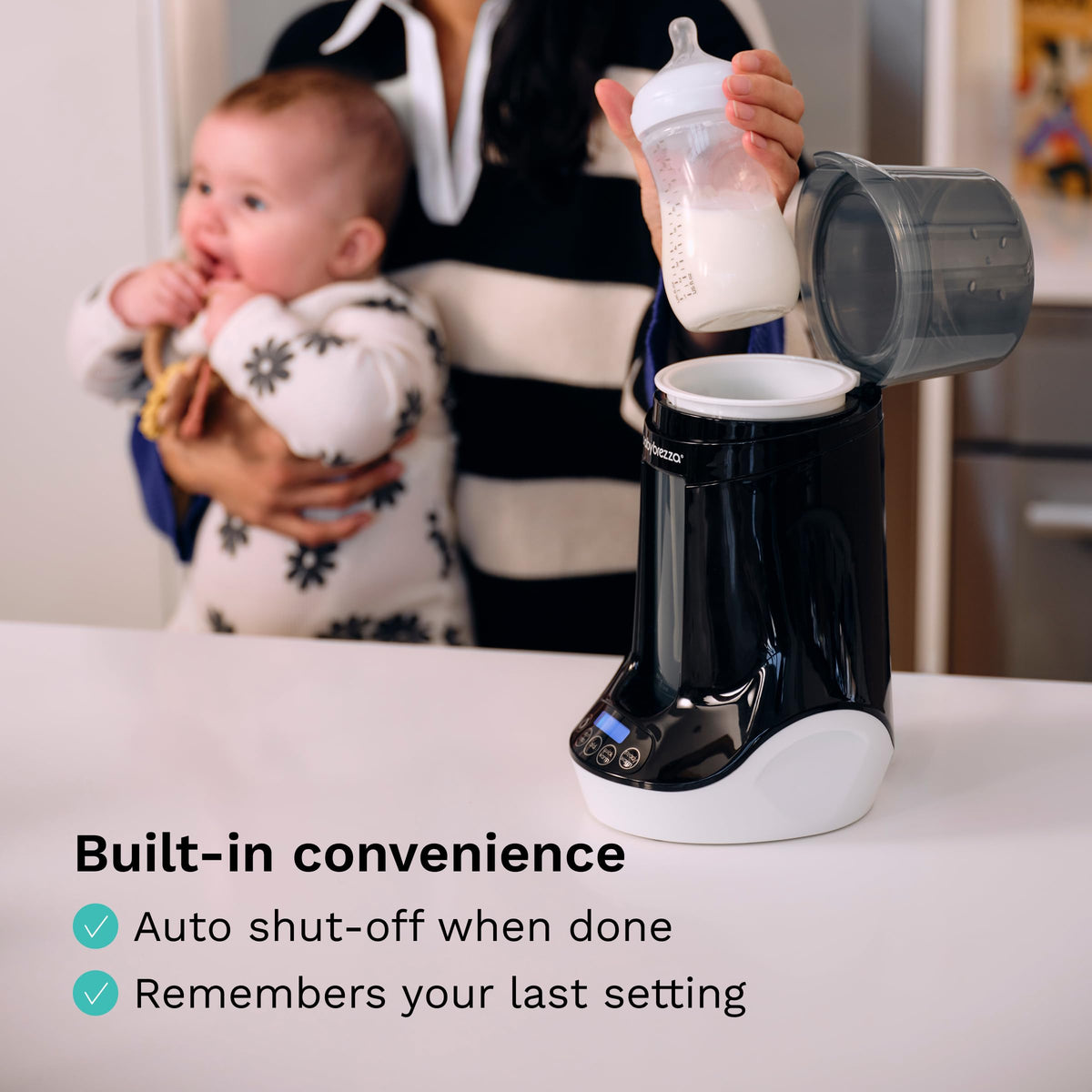 Baby Brezza Fast Baby Bottle Warmer in a modern nursery setting