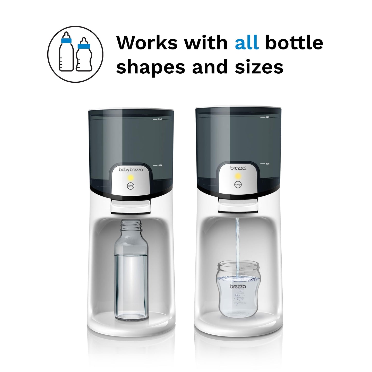 Baby Brezza Instant Bottle Maker with three temperature settings display