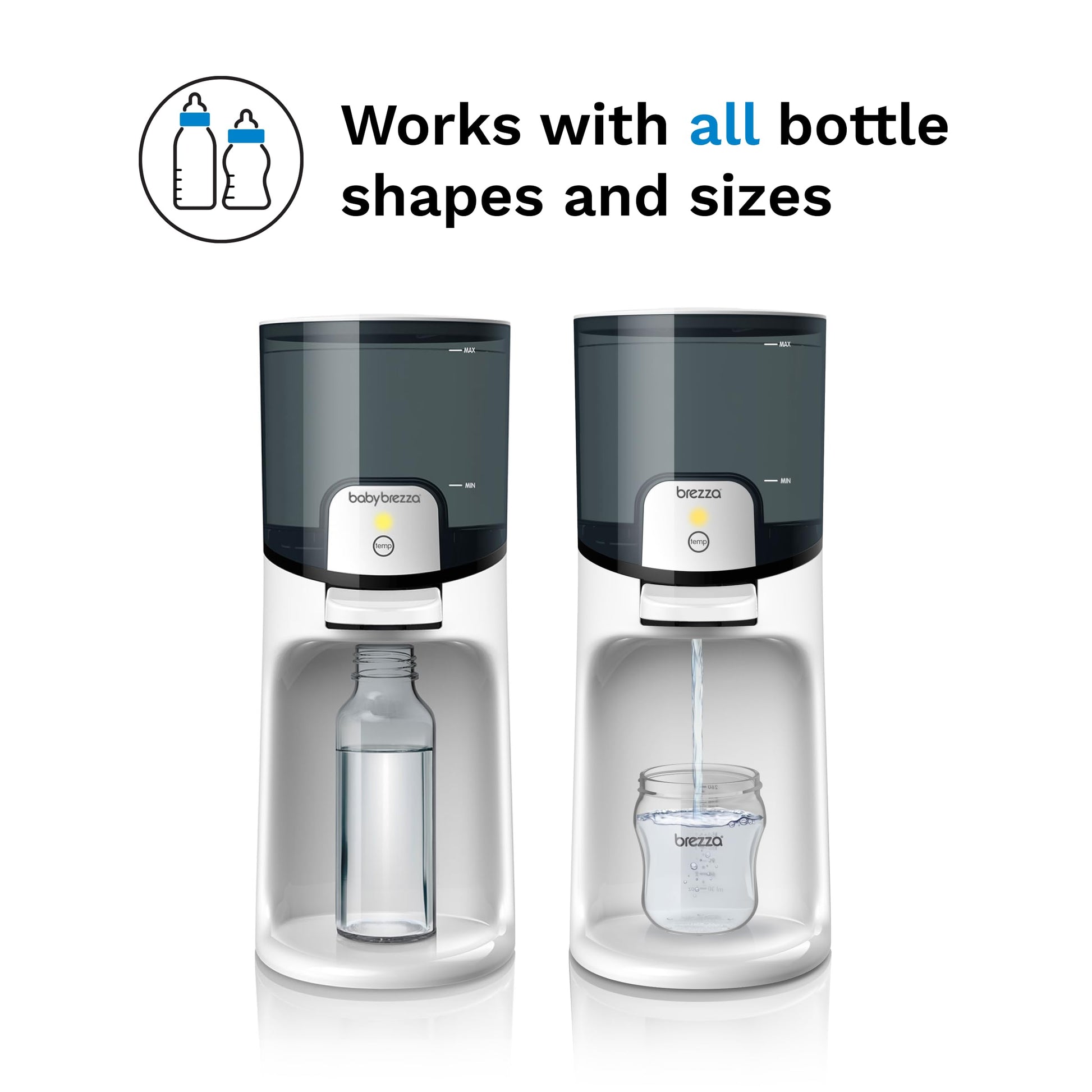Baby Brezza Instant Bottle Maker with three temperature settings display