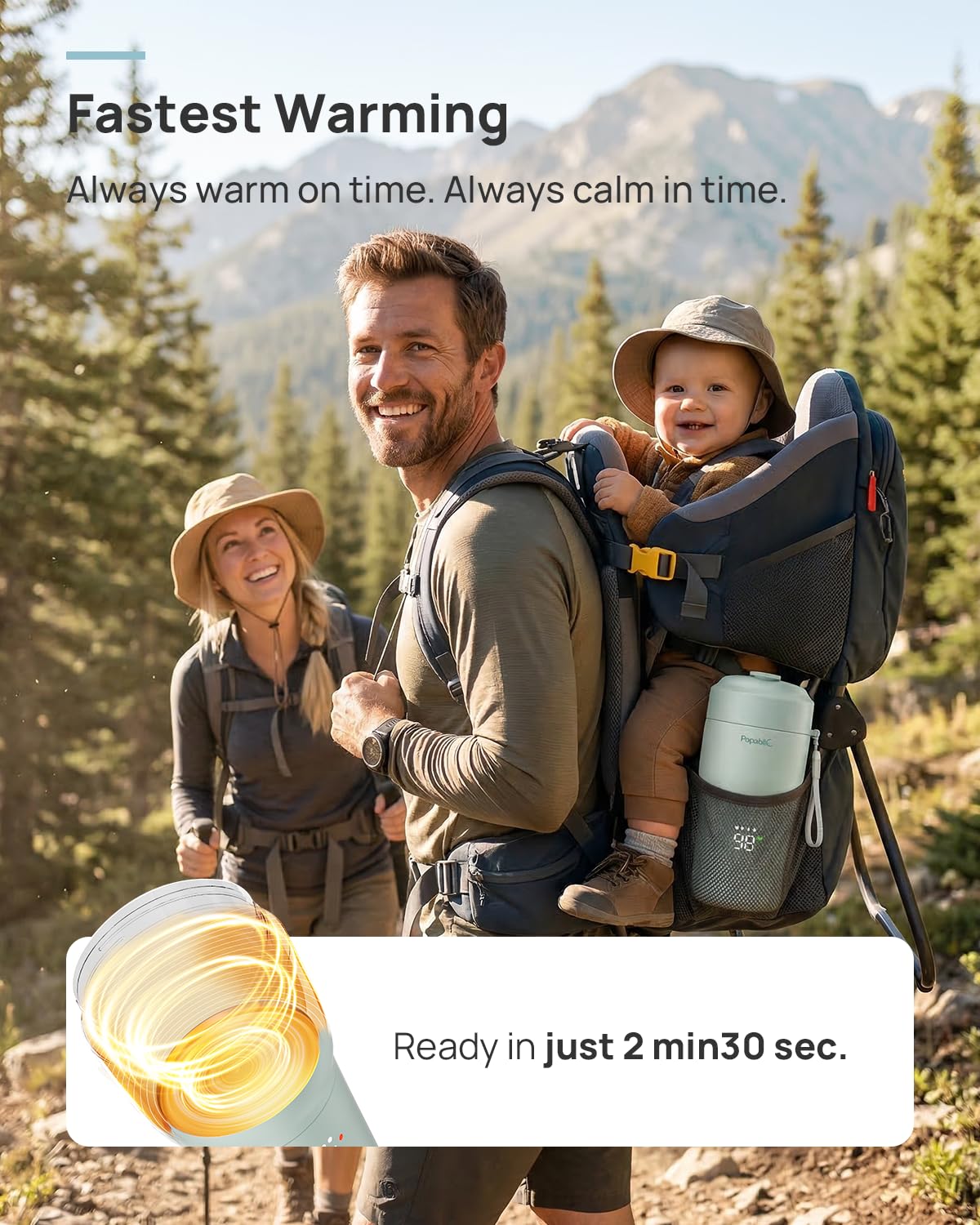 Papablic Pro bottle warmer showing digital temperature display