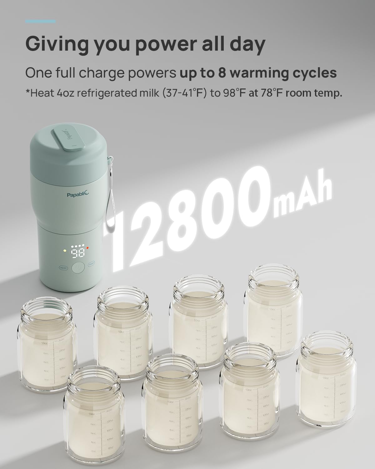 Close up of touch screen interface on Papablic bottle warmer