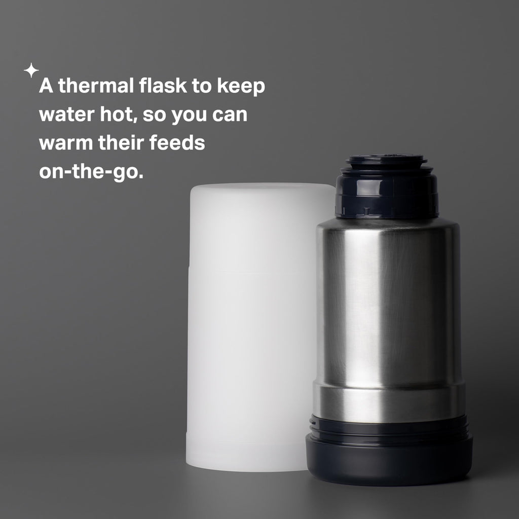 Compact thermal warmer packed inside a travel diaper bag
