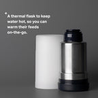 Compact thermal warmer packed inside a travel diaper bag